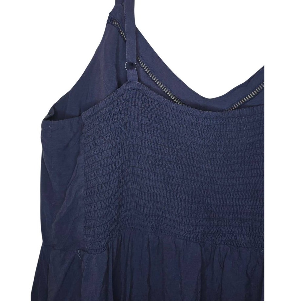 Old Navy Navy Tropical Empire Midi Dress Floral‎ Smocked Back V-Neck, Festival - Picture 4 of 7